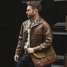 Load image into Gallery viewer, Mens brown Distressed Real Leather Four Pocket Leather Jacket