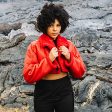 Load image into Gallery viewer, Women Red  Pilot Aviator Flight  B3 Bomber Faux Fur Shearling Real Sheepskin Leather Jacket