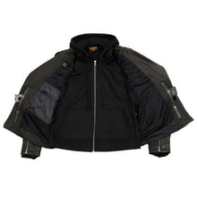 Load image into Gallery viewer, Ladies Black Vented MC Jacket with Removable Hoodie