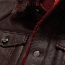 Load image into Gallery viewer, Men's Brown Shearling Real Sheepskin Leather Bomber Flying Trucker Leather Jacket