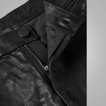 Load image into Gallery viewer, Men's  Fashion Black Cowhide Leather Biker Pant