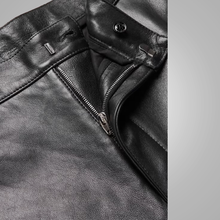 Load image into Gallery viewer, Black Mens Leather Real Sheep Skin Fashion Leather Biker Pant