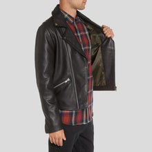 Load image into Gallery viewer, Caden Black Biker Leather Jacket - Shearling leather