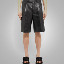 Load image into Gallery viewer, Mens Black Leather Shorts