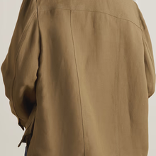 Load image into Gallery viewer, New Women's Army Green Solid Cloth Button Leather Shirt