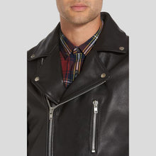 Load image into Gallery viewer, Caden Black Biker Leather Jacket - Shearling leather