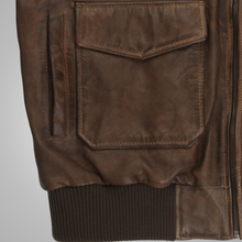 Load image into Gallery viewer, Mens Brown Waxed Sheepskin Aviator Leather Flight Jacket