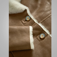 Load image into Gallery viewer, Women Camel Brown B3 Shearling Pilot Leather Aviator Jacket
