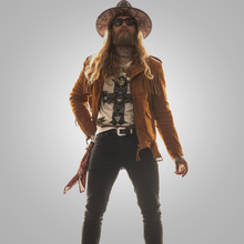 Load image into Gallery viewer, Brown Men Cowboy Style Fringes Suede Leather Western Jacket