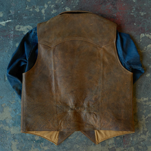 Load image into Gallery viewer, Brown Mens Sheepskin Leather Cowboy Vest
