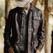 Load image into Gallery viewer, Mens Western Suede Leather Bomber Jacket