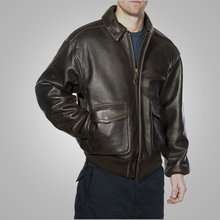 Load image into Gallery viewer, Mens Vintage Lambskin A2 Brown Flying Leather Jacket