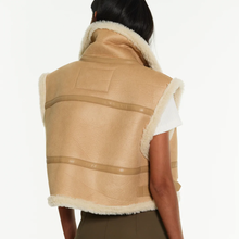 Load image into Gallery viewer, Brown Women B3 Sheepskin Aviator Leather Vest