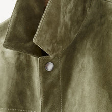 Load image into Gallery viewer, Men’s Cream Green Suede Leather Shirt Jeans Style Jacket