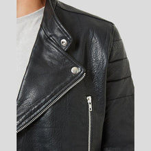 Load image into Gallery viewer, Barret Black Motorcycle Leather Jacket - Shearling leather
