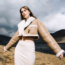 Load image into Gallery viewer, Women B3 Flight Bomber Faux Fur Sheepskin Leather Aviator Jacket