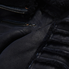 Load image into Gallery viewer, New Men Black RAF Flying Shearling Sheepskin Moto Leather Flying Jacket