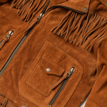 Load image into Gallery viewer, Brown Men Cowboy Style Fringes Suede Leather Western Jacket