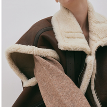 Load image into Gallery viewer, New Chocolate Brown Women Aviator Sheepskin  Leather Vest