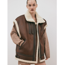 Load image into Gallery viewer, New Chocolate Brown Women Aviator Sheepskin  Leather Vest