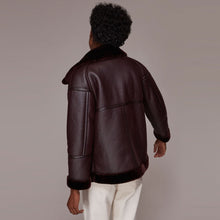 Load image into Gallery viewer, LAUREN FAUX FUR SHEARLING BIKER LEATHER