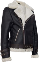Load image into Gallery viewer, Men's Retro RAF B3 Pilot Real Sheepskin Shearling Biker Leather Jacket - Shearling leather