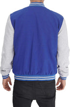 Load image into Gallery viewer, Mens Letterman jacket - Varsity Baseball Men Bomber Jackets With Grey Sleeves - Shearling leather