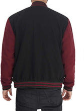 Load image into Gallery viewer, Mens Letterman jacket - Varsity Baseball Men Bomber Jackets With Red Sleeves - Shearling leather