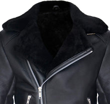 Load image into Gallery viewer, Men's Retro RAF B3 Pilot Real Sheepskin Shearling Biker Leather Jacket - Shearling leather