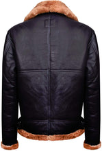 Load image into Gallery viewer, Men's Aviator Ginger Brown B3 Real Shearling Sheepskin Leather Bomber Flying Jacket - Shearling leather