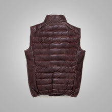 Load image into Gallery viewer, Mens Dark Brown Bubble Leather Down Vest