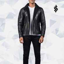 Load image into Gallery viewer, Alberto Shearling Black Leather Jacket