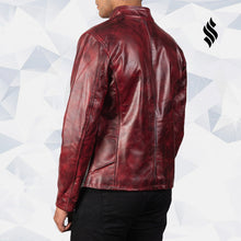 Load image into Gallery viewer, Red Leather Biker Jacket