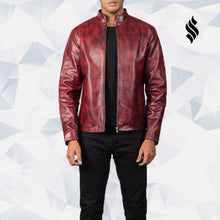 Load image into Gallery viewer, Red Leather Biker Jacket | Motorcycle Jacket | Biker Jacket Online