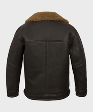 Load image into Gallery viewer, Pilot Black Sheepskin B3 Bomber Shearling Leather Aviator Jacket