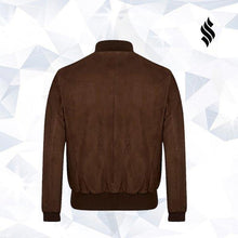 Load image into Gallery viewer, Antigua Chocolate Suede Handmade Bomber Leather Jacket - Shearling leather