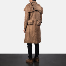 Load image into Gallery viewer, Army Brown Sheepskin Leather Duster Coat