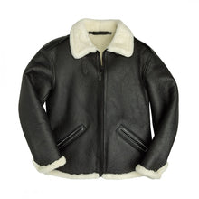 Load image into Gallery viewer, Men B-6 Black Shearling Bomber Jacket