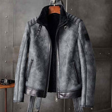 Load image into Gallery viewer, B3 Bomber Jacket Grey Shearling Coat