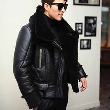 Load image into Gallery viewer, B3 Bomber Jacket Men Winter Wool Lamb Fur Aviator Jacket