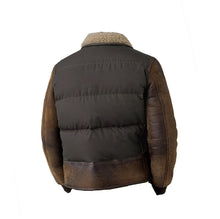 Load image into Gallery viewer, Men’s B3 Vintage Brown Leather Jacket - Shearling leather