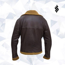 Load image into Gallery viewer, B3 Men Flying Aviator Winter Shearling Fur Pilot Sheepskin Bomber Leather Jacket - Shearling leather
