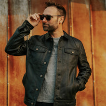 Load image into Gallery viewer, B3 Black Mens Rugged Style Sheepskin Leather Motorcycle Jacket