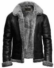 Load image into Gallery viewer, Men B3 Bomber Flying RAF Aviator Real Fur Collar Leather Jacket