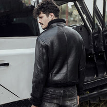 Load image into Gallery viewer, Men's B3 RAF Black Sheepskin Motorcycle Leather Shearling Jacket
