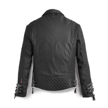 Load image into Gallery viewer, Black Motorcycle Jacket For Men Biker Addition With Pattern