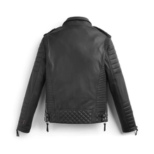 Load image into Gallery viewer, Black Biker Leather Motorbike Jacket For Men
