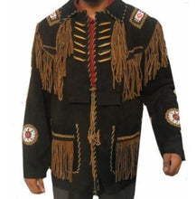 Load image into Gallery viewer, Western Cowboy Brown Suede Leather Jacket, Fringes Cowboy Jacket - Shearling leather