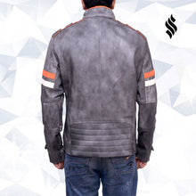 Load image into Gallery viewer, Fossil Grey Retro Biker Jacket - Shearling leather