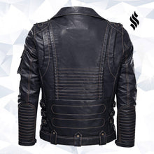 Load image into Gallery viewer, Black Leather Motorcycle Jacket | Black Leather Jacket | Biker Jackets